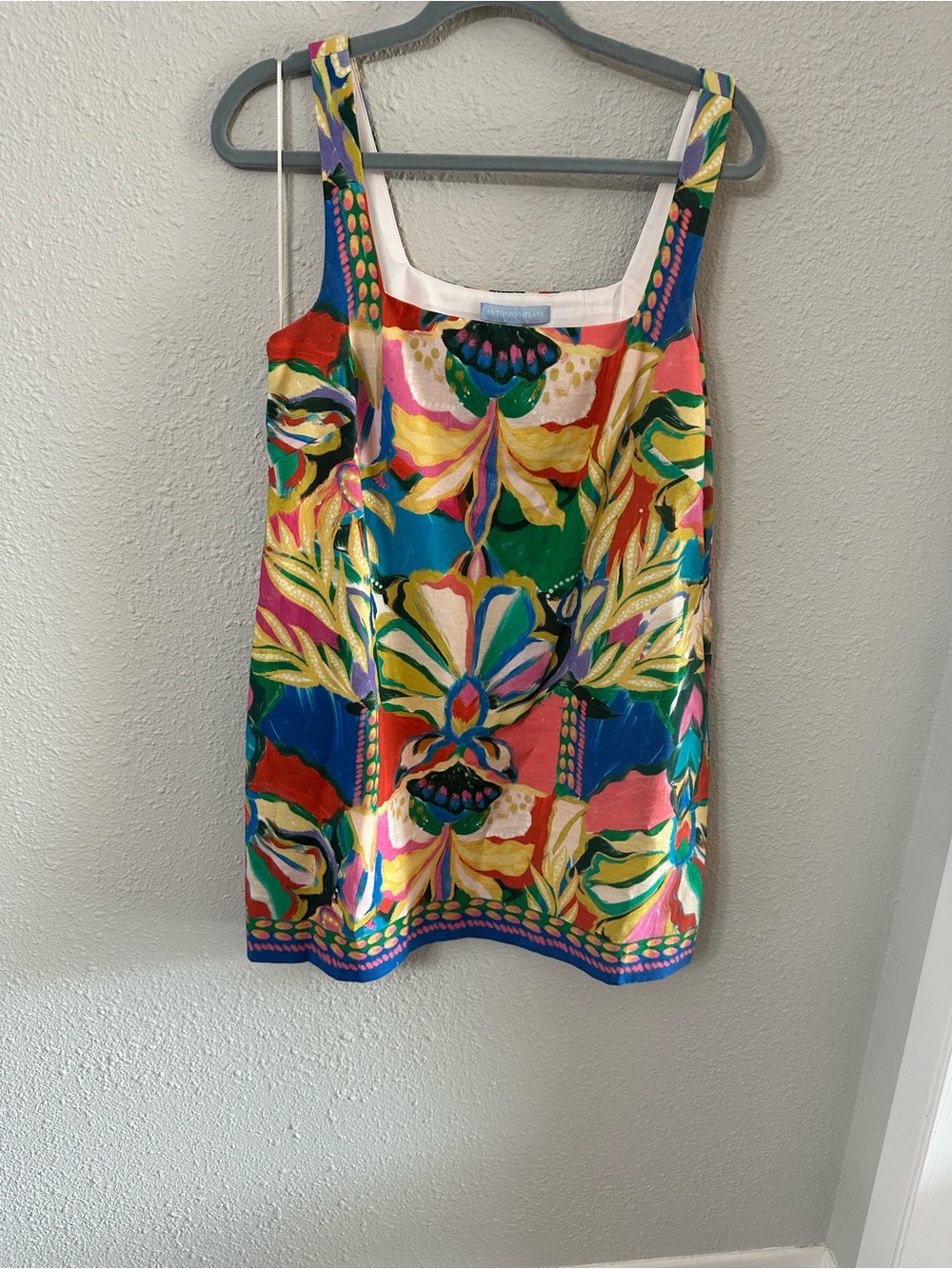 ANTONIO MELANI Bright Multicolor Floral Tank Dress in Blue, Pink, Green, Yellow